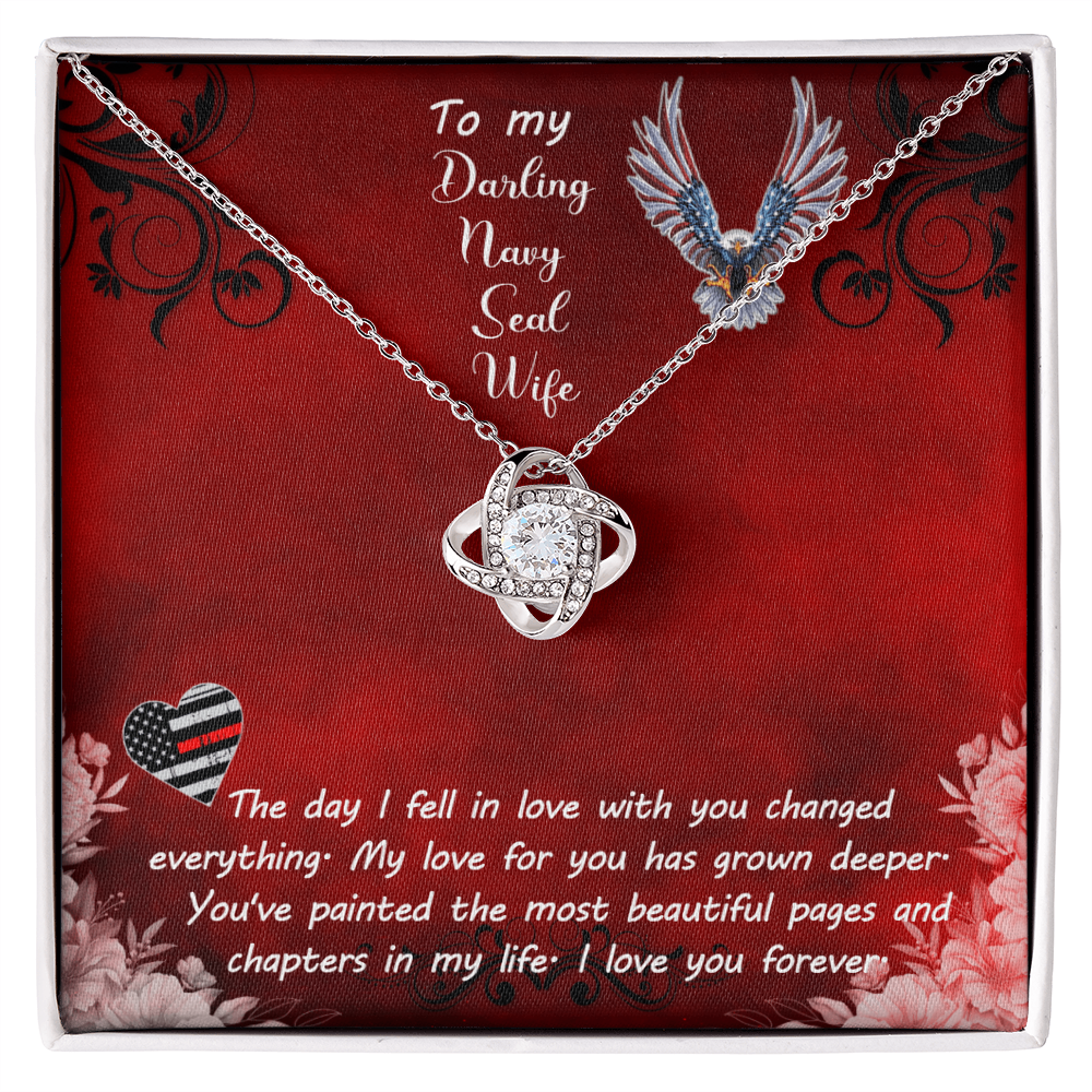 To My Darling Navy Seal Wife Whom I Love Endlessly - Love Knot Necklace