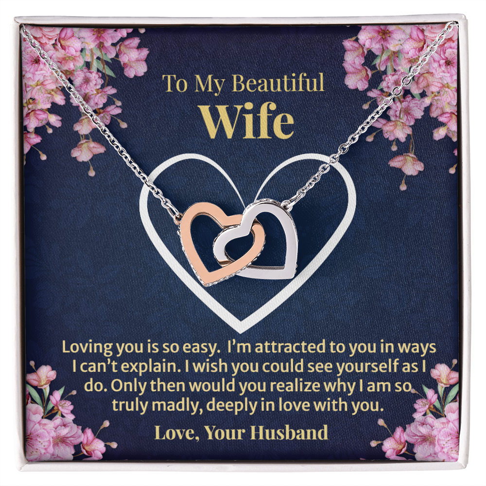 To  My Beautiful Wife - Interlocking Hearts Necklace