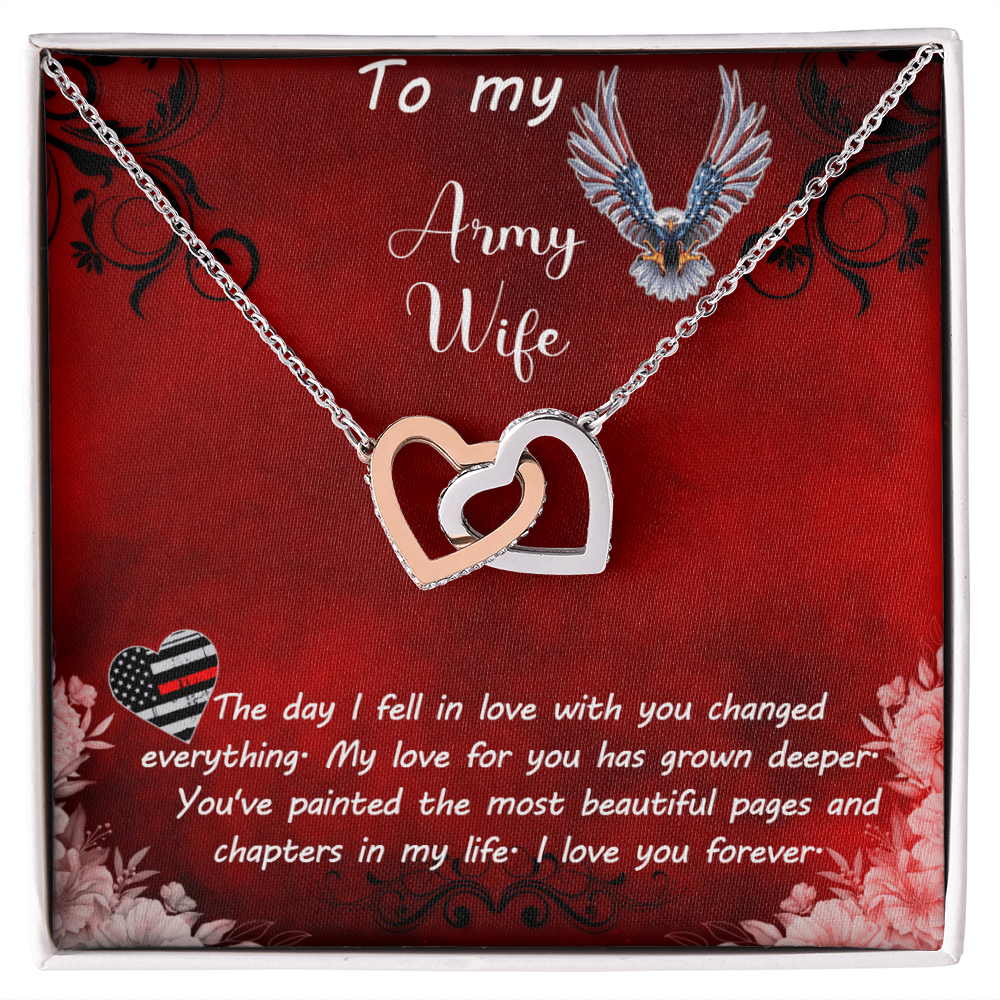 To My Beautiful Loving Army Wife -  Endless Love With Interlocking Hearts