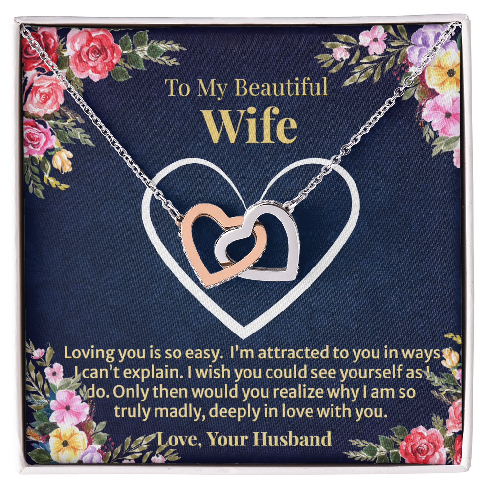 To My Beautiful Wife - Interlocking Hearts Necklace